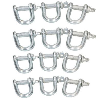 12mm D Shackles Dee Link Towing Rigging Pin Loop Galvanised Steel 12 Pack