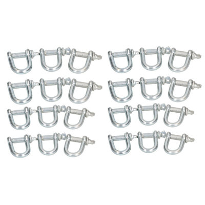 12mm D Shackles Dee Link Towing Rigging Pin Loop Galvanised Steel 24 Pack