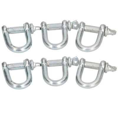 12mm D Shackles Dee Link Towing Rigging Pin Loop Galvanised Steel 6 Pack