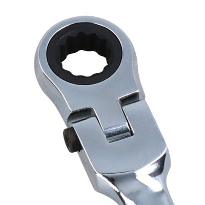 12mm Flexible Headed Ratchet Combination Spanner Wrench with Integrated Lock - 5