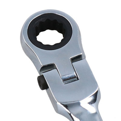 12mm Flexible Headed Ratchet Combination Spanner Wrench with Integrated Lock