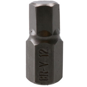 12mm Hex Allen Key Bit 30mm Length 10mm Shank Chrome Vanadium Hardened Tip
