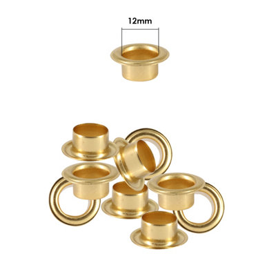 12mm Long Barrell Eyelets with Washers, Gold, 100pcs