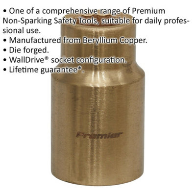 12mm Non-Sparking WallDrive Socket - Durable Beryllium Copper Tool for Safe Use
