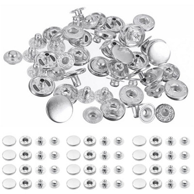 12mm Silver S Spring Press Studs 4-Part, Durable & Lightweight - 100pcs