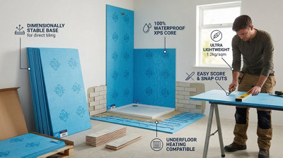 12MM WATERPROOF XPS TILE BACKER BOARD 1200X600MM PACK OF 10 LIGHTWEIGHT ...