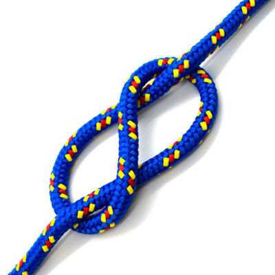 12mm x 100 metres / 328 ft of Blue & Yellow Polypropylene Rope, Solid Braided Poly Rope Cord Twine for Boating, Yachting, Camping