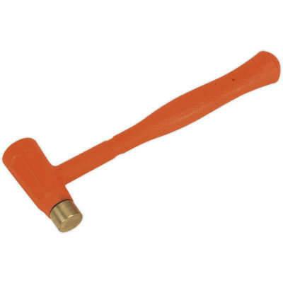 12oz Brass Faced Dead Blow Hammer - Shot Loaded Head - Rubber Grip Anti-Rebound