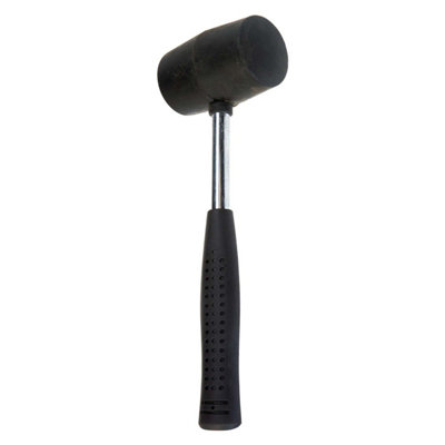 12Oz Rubber Mallet Steel Shaft High Quality Diy Camping 27cm x 8.5cm Black X 1