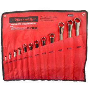 12pc 35 Offset Degree Spanner Set 6 to 32mm Double Ended Metric Ring Spanners