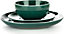 12pc Aura Emerald Dinnerware Set with White Rim - 4x 27cm Dinner Plates, 4x 20cm Side Plates & 4x 15cm Bowls