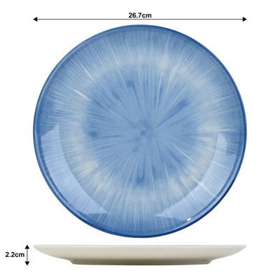 12pc Blue Star Pad Print Dinner Set