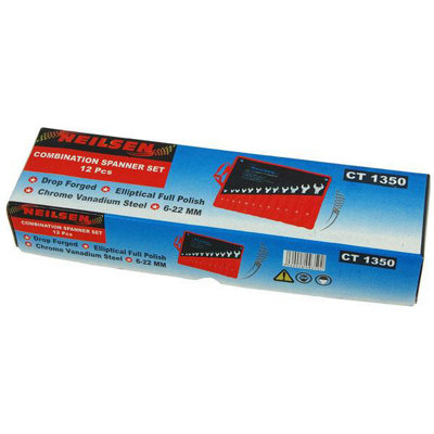 12pc Combination Spanner Set 6mm to 22mm in Wallet (Neilsen CT1350)