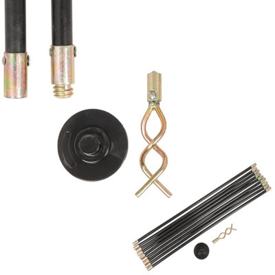 12pc Drain Unblocker Rod Set With Plunger, Rods & Worn Ideal For Unblocking Outdoor Drainage Pipes