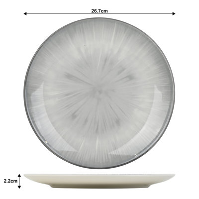 12pc Grey Star Pad Print Dinner Set