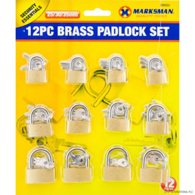 12Pc Heavy Duty Brass Padlocks With 3 Keys Each Security Sizes 25 30 35Mm