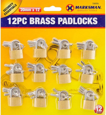 12Pc Heavy Duty Brass Padlocks With 3 Keys Each Security