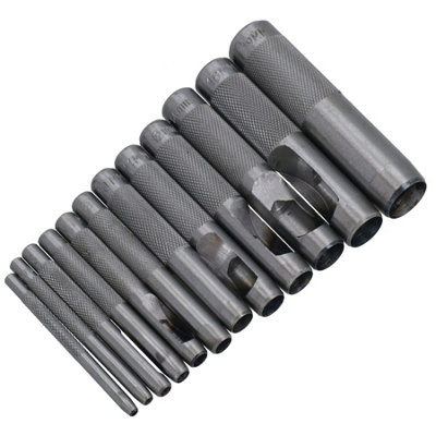 12pc Hollow Gasket Steel Punch Belt Leather Hole Card Paper Plastic Canvas DIY at B Q