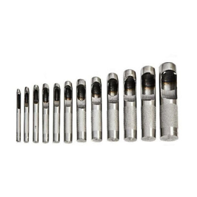 12Pc Hollow Punch Set Steel Wood Plastic Metal Leather Tool Hole Cutting 3-19Mm - 3