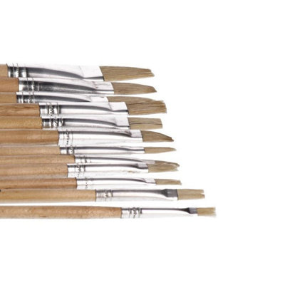12pc Jumbo Flat Artist Brushes Wooden Handles Paint Brush Model Crafts - 3