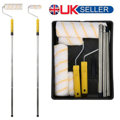 12pc Paint Roller & Brush Set with Extendable Pole for Walls & Ceilings