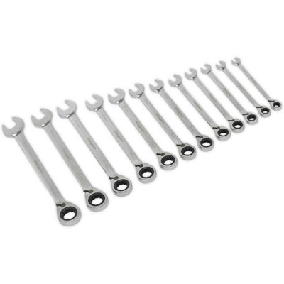 12pc Reversible Ratchet Combination Spanner Set 12 Point Metric Ring