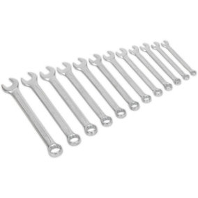 12pc Slim Handled Combination Spanner Set -12 Point Metric Ring Open Head Wrench