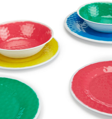 12pc Summer Mix Match Melamine-(Strong Plastic)