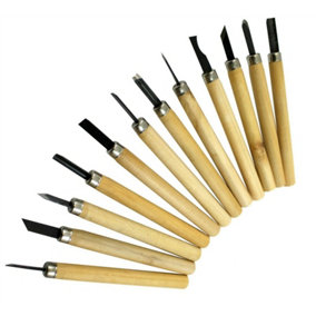 12Pc Wood Carving Chisel Hand Tool Set Carvers Working Woodworking Gouges DIY