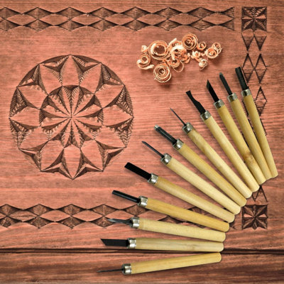 12Pc Wood Carving Chisel Hand Tool Set Carvers Working Woodworking ...