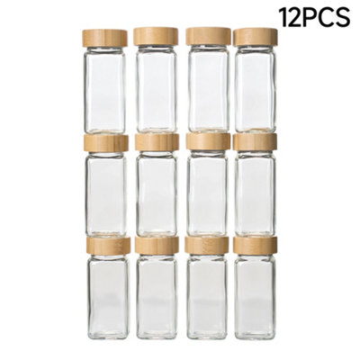 12Pcs 120ml Glass Spice Jars with Bamboo Lids, Labels and Funnel
