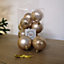 12pcs 6cm Assorted Shatterproof Baubles Christmas Decoration in Beige
