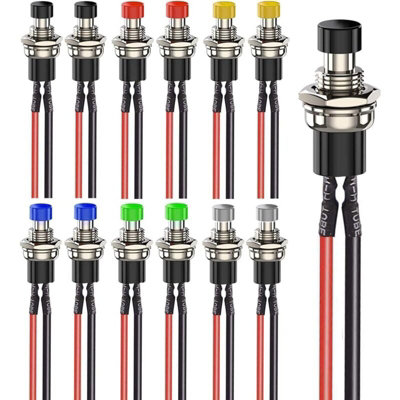 12pcs 7mm Pre Wired Mini Momentary Push Button Switch 3V 6V 12V 24V ...