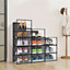 12Pcs Black Adjustable Stackable Plastic Shoe Storage Box Organiser 33cm W x 23cm D x 14cm H