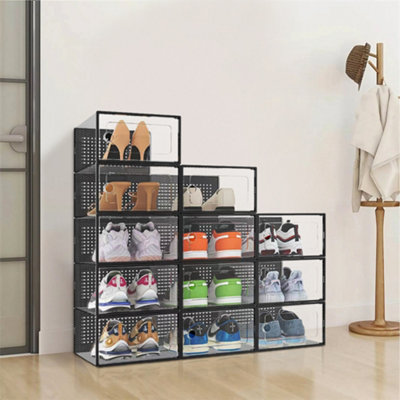 Modern 8 Tier Shoe Storage Closet Organizer Rack with Cover Navy deals Blue