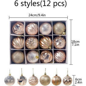 12pcs Christmas Ball Ornaments Shatterproof PVC Xmas Tree Pendant 60mm/2.36'' Christmas Tree Decorations Hanging Ball