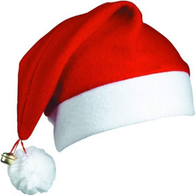 12pcs Deluxe Christmas Santa Hats with Bell Xmas Eve Fancy Dress Fun Party Celebration Accessories