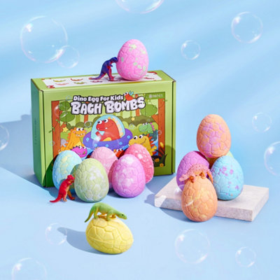 12Pcs Dinosaur Egg Bath Bombs Set with Toy for Kid,include 12 Different Scents