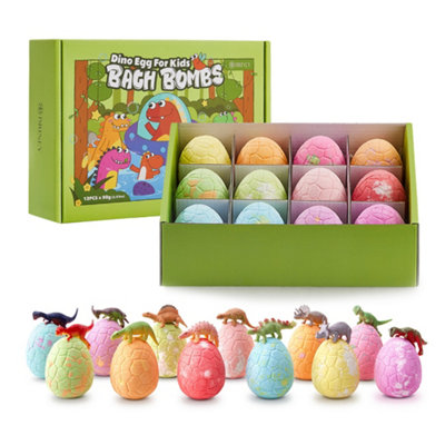 12Pcs Dinosaur Egg Bath Bombs Set with Toy for Kid,include 12 Different Scents