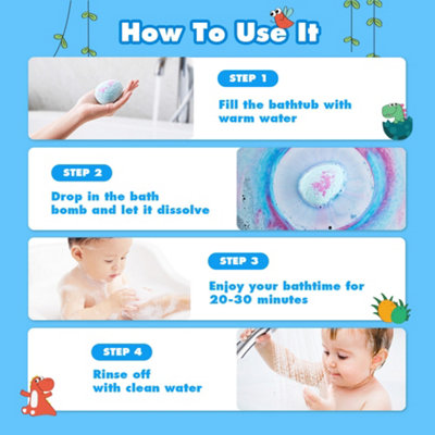 12Pcs Dinosaur Egg Bath Bombs Set with Toy for Kid,include 12 Different Scents
