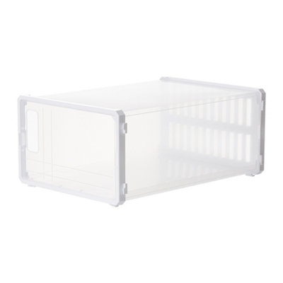 12Pcs Dustproof Plastic Shoe Storage Box Stackable Rectangular Shoe Box in White - 4