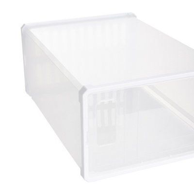 12Pcs Dustproof Plastic Shoe Storage Box Stackable Rectangular Shoe Box in White - 5
