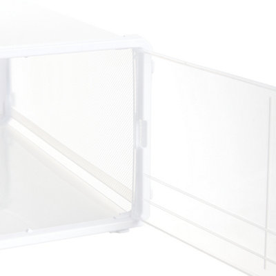 12Pcs Dustproof Plastic Shoe Storage Box Stackable Rectangular Shoe Box in White - 6