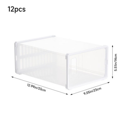 12Pcs Dustproof Plastic Shoe Storage Box Stackable Rectangular Shoe Box in White - 8