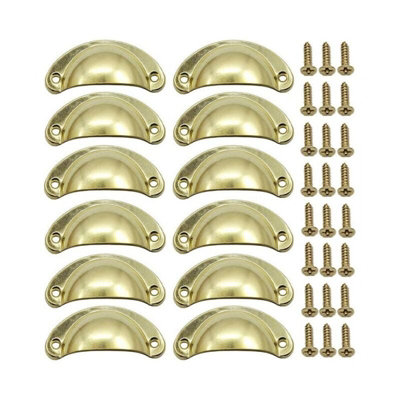 12PCS Gold Retro Shell Door Handle 82mm Vintage Drawer Cabinet Handle ...