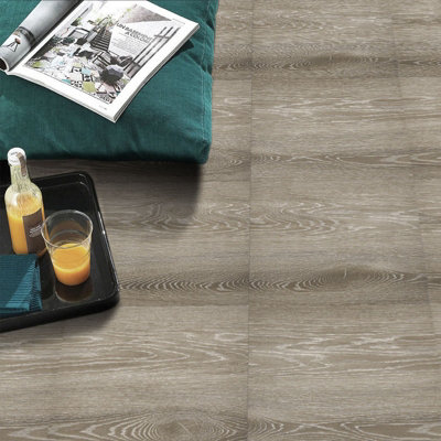12Pcs Marble-Texture Self-Adhesive PVC Flooring Tiles, Each 30x30cm Grey-Brown for DIY