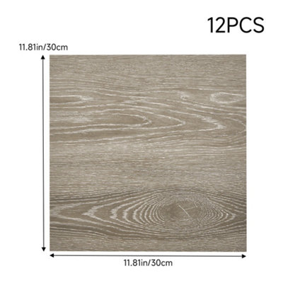12Pcs Marble-Texture Self-Adhesive PVC Flooring Tiles, Each 30x30cm Grey-Brown for DIY