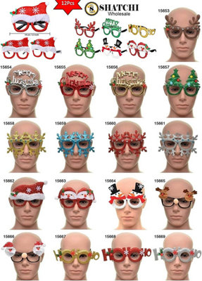 12pcs Novelty Glitter Christmas Glasses Eyewear Christmas Party Props Stocking Fillers Assorted Any 12 Frames