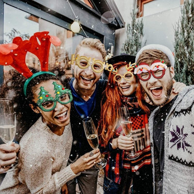 12pcs Novelty Glitter Christmas Glasses Eyewear Christmas Party Props Stocking Fillers Assorted Any 12 Frames