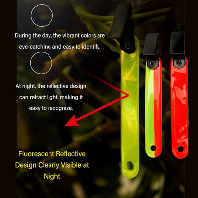 12PCS Reflective Trail Markers with Clips-High Visibility Orange Tree Tacks for Hiking&Hunting